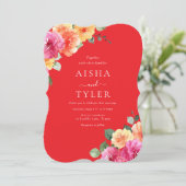 Vibrant Glow Watercolor Floral Wedding Einladung (Stehend Vorderseite)