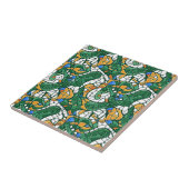 Vibrant Gold and Green Cartoon Mosaic Fliese (Seite)