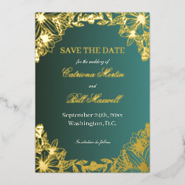 Vibrant Gold Floral Wedding Save The Date Card Folieneinladung