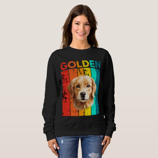 Vibrant Golden Retriever Retro Design Sweatshirt (Vorne ganz)