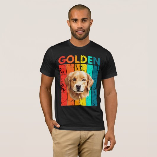 Vibrant Golden Retriever Retro Design T-Shirt (Vorne ganz)