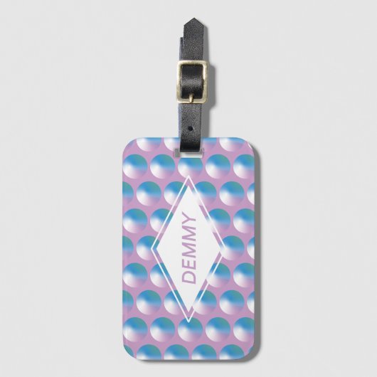 Vibrant gradient circles Geometric Modern Blue. Gepäckanhänger (Vorderseite Vertikal)