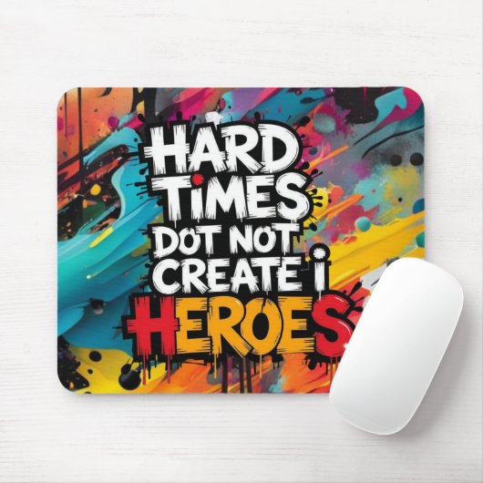 Vibrant Gradient Typographical Create Heroes Mousepad (Mit Mouse)