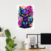Vibrant Graffiti Street Art Cat Poster (Heimbüro)