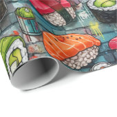 Vibrant Graffiti Sushi Wrapping Paper Geschenkpapier (Rolleneckpunkt)
