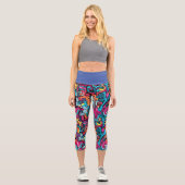 Vibrant Graphic Graffiti Inspiriert Capri Leggings (Vorderseite)
