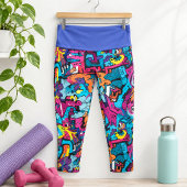 Vibrant Graphic Graffiti Inspiriert Capri Leggings