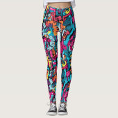 Vibrant Graphic Graffiti Inspiriert Leggings (Vorderseite)