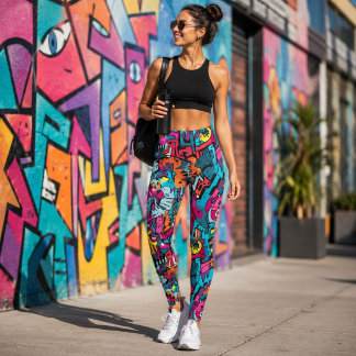 Vibrant Graphic Graffiti Inspiriert Leggings