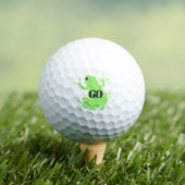 Vibrant Green Frog Illustration "GO" Custom Golfball (Insitu T-Shirt)