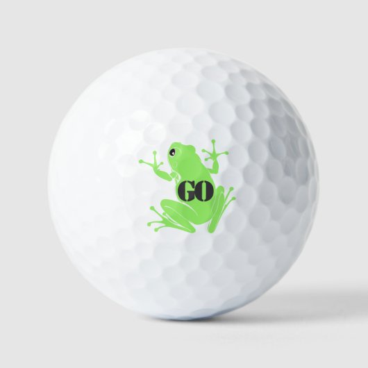 Vibrant Green Frog Illustration "GO" Custom Golfball (Vorderseite)