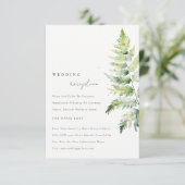 VIBRANT GREEN GOLD WATERCOLOR FERN EMPFANG EINLADUNG (Stehend Vorderseite)