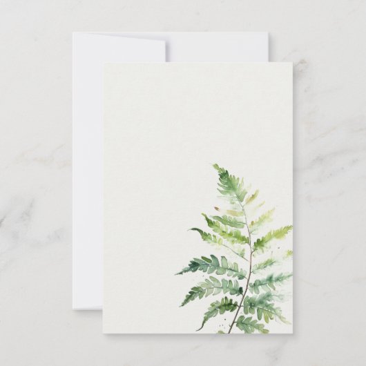 VIBRANT GREEN GOLD WATERCOLOR FERN EMPFANG EINLADUNG (Rückseite)