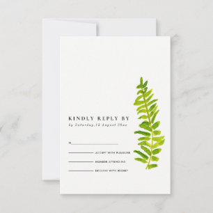 VIBRANT GREEN GOLD WATERCOLOR FERN FOLIAGE UAWG RSVP KARTE