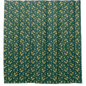 Vibrant Green Pattern with Yellow Flowers & Leaves Duschvorhang (Vorderseite)