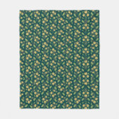 Vibrant Green Pattern with Yellow Flowers & Leaves Fleecedecke (Vorderseite)