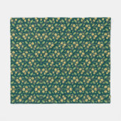 Vibrant Green Pattern with Yellow Flowers & Leaves Fleecedecke (Vorderseite (Horizontal))