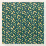 Vibrant Green Pattern with Yellow Flowers & Leaves Glasuntersetzer<br><div class="desc">Seamless green pattern with yellow flowers and leaves,  evoking a fresh and vibrant nature theme. The design feels symmetrical and lively.</div>