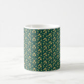Vibrant Green Pattern with Yellow Flowers & Leaves Kaffeetasse (Mittel)