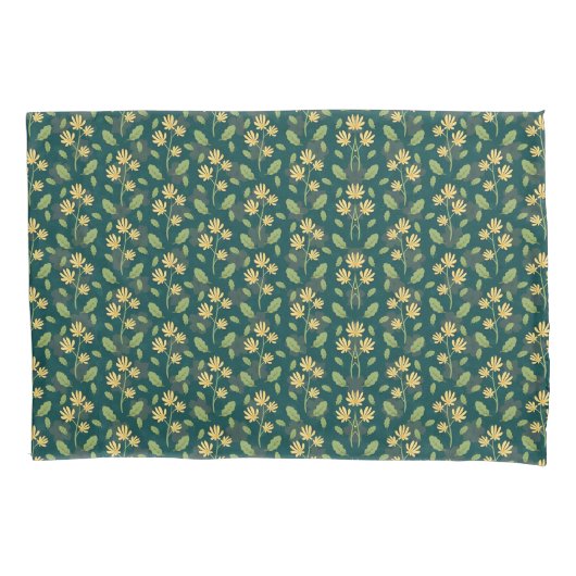 Vibrant Green Pattern with Yellow Flowers & Leaves Kissenbezug (Vorderseite-Links)
