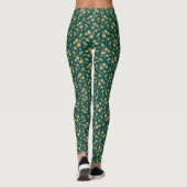 Vibrant Green Pattern with Yellow Flowers & Leaves Leggings (Rückseite)