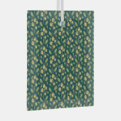 Vibrant Green Pattern with Yellow Flowers & Leaves Ornament Aus Glas (Vorderseite Rechts)