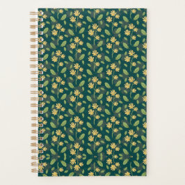 Vibrant Green Pattern with Yellow Flowers & Leaves Planer