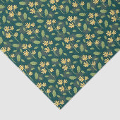 Vibrant Green Pattern with Yellow Flowers & Leaves Seidenpapier (Ausschnitt)