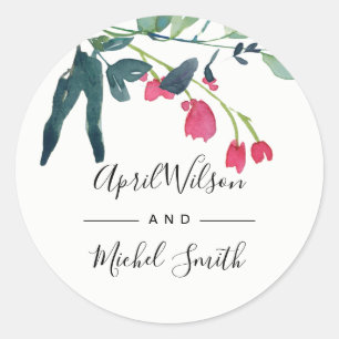 VIBRANT GREEN PINK EUCALYPTUS FAUNAE BUNCH WEDING RUNDER AUFKLEBER