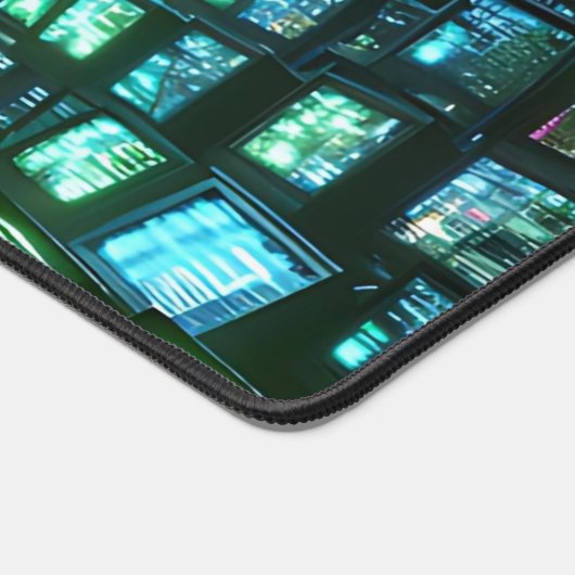 Vibrant Green und Blue High-Tech Hacker's Lair Schreibtischunterlage (Ecke)