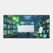 Vibrant Green und Blue High-Tech Hacker's Lair Schreibtischunterlage (Tastatur & Maus)