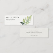 VIBRANT GREEN WATERCOLOR FERN FOLIAGE ADRESSE MINI VISITENKARTE (Vorne/Hinten)