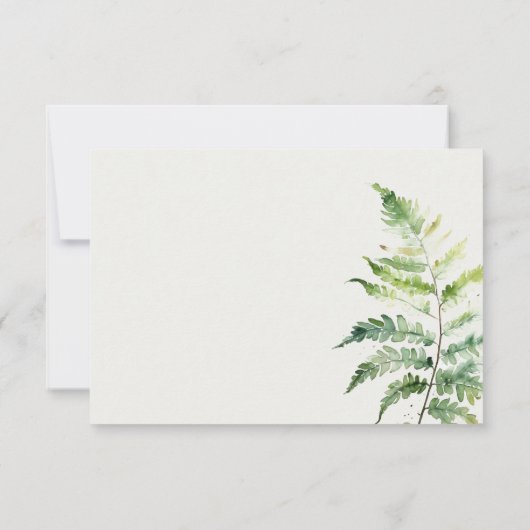 VIBRANT GREEN WATERCOLOR FERN FOLIAGE RSVP CARD (Rückseite)