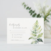 VIBRANT GREEN WATERCOLOR FERN FOLIAGE RSVP CARD KARTE (Stehend Vorderseite)