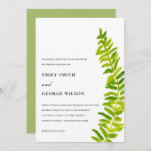 VIBRANT GREEN WATERCOLOR FERN FOLIAGE WEDD EINLADUNG (Vorne/Hinten)
