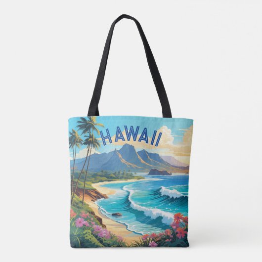 Vibrant Hawaii Beach Tropical Paradise Malerei Tasche (Rückseite)