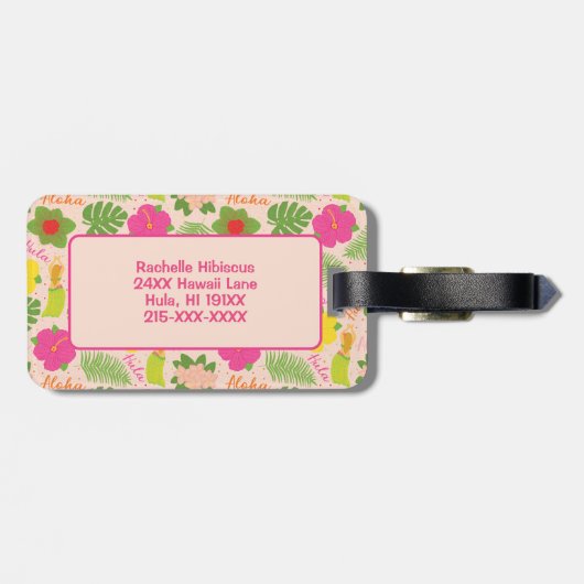 Vibrant Hawaiian Hula Dancer Travel Monogram Gepäckanhänger (Rückseite horizontal)