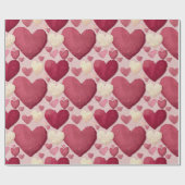 Vibrant Heart Pattern Wrapping Paper - Pink, Red,  Geschenkpapier (Flach)
