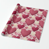 Vibrant Heart Pattern Wrapping Paper - Pink, Red,  Geschenkpapier (Ungerollt)