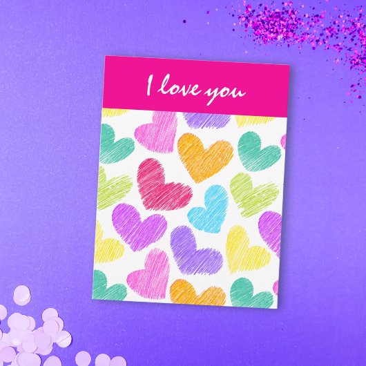 Vibrant hearts Valentine's Day Postcard Feiertagspostkarte