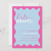 Vibrant Hello Nneunzigste Geburtstagsparty Einladung (Vorderseite)