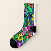 Vibrant Hibiscus Flower Blossoms Galore Socken (Links - Außen)