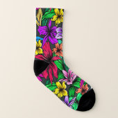 Vibrant Hibiscus Flower Blossoms Galore Socken (Links - Innen)