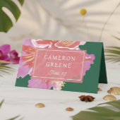 Vibrant Hibiscus Tropical Wedding Place Card Platzkarte
