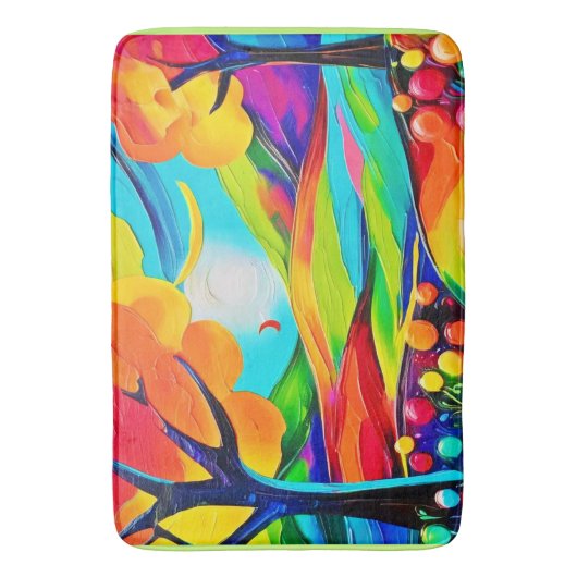 Vibrant Hillside Harmony Painting Badematte (Vorderseite Vertikal)