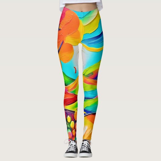 Vibrant Hillside Harmony Painting Leggings (Vorderseite)