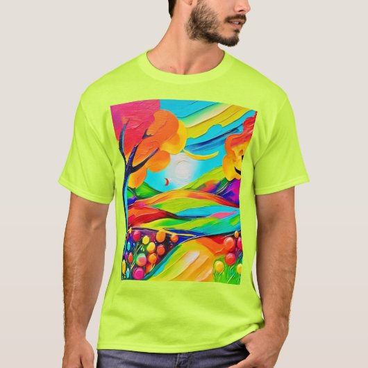 Vibrant Hillside Harmony Painting T-Shirt (Vorderseite)