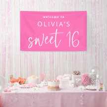 Vibrant Hot Pink Welcome to Sweet 16 Birthday