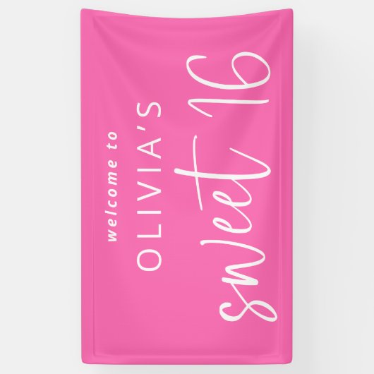 Vibrant Hot Pink Welcome to Sweet 16 Birthday Banner (Vertikal)