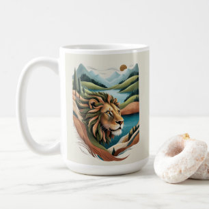 Vibrant Hybrid Lion Illustration Wildlife Kaffeetasse